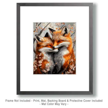 Fox #1 - Animals in Love Wall Art Prints – 8″x10″ Artwork for 11″x14″ Frame