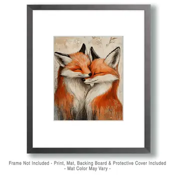 Fox #2 - Animals in Love Wall Art Prints – 8″x10″ Artwork for 11″x14″ Frame