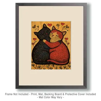 Cats #1 - Animals in Love Wall Art Prints – 8″x10″ Artwork for 11″x14″ Frame