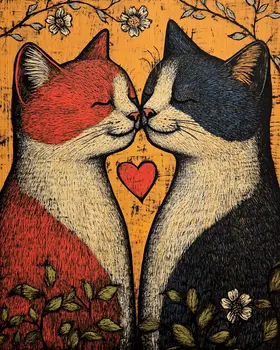 Cats #2 - Animals in Love Wall Art Prints – 8″x10″ Artwork for 11″x14″ Frame