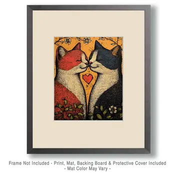 Cats #2 - Animals in Love Wall Art Prints – 8″x10″ Artwork for 11″x14″ Frame