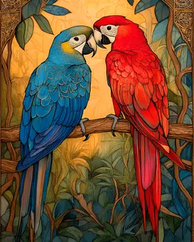 Parrots #1 - Animals in Love Wall Art Prints – 8″x10″ Artwork for 11″x14″ Frame