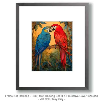 Parrots #1 - Animals in Love Wall Art Prints – 8″x10″ Artwork for 11″x14″ Frame