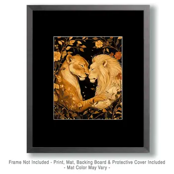 Lions #1 - Animals in Love Wall Art Prints – 8″x10″ Artwork for 11″x14″ Frame