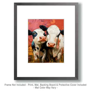 Cows #3 - Animals in Love Wall Art Prints – 8″x10″ Artwork for 11″x14″ Frame