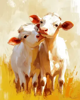 Cows #4 - Animals in Love Wall Art Prints – 8″x10″ Artwork for 11″x14″ Frame