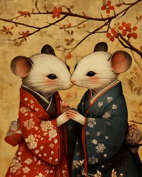 Mice #1  - Animals in Love Wall Art Prints – 8″x10″ Artwork for 11″x14″ Frame