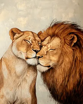 Lions #3 - Animals in Love Wall Art Prints – 8″x10″ Artwork for 11″x14″ Frame