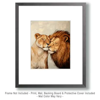 Lions #3 - Animals in Love Wall Art Prints – 8″x10″ Artwork for 11″x14″ Frame