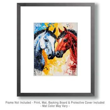 Horses #2 - Animals in Love Wall Art Prints – 8″x10″ Artwork for 11″x14″ Frame