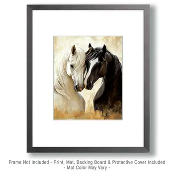 Horses #3 - Animals in Love Wall Art Prints – 8″x10″ Artwork for 11″x14″ Frame