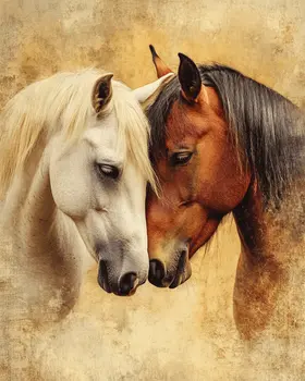 Horses #4 - Animals in Love Wall Art Prints – 8″x10″ Artwork for 11″x14″ Frame