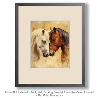 Horses #4 - Animals in Love Wall Art Prints – 8″x10″ Artwork for 11″x14″ Frame