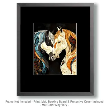Horses #5 - Animals in Love Wall Art Prints – 8″x10″ Artwork for 11″x14″ Frame