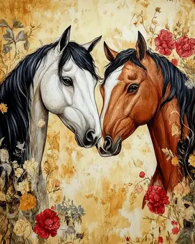 Horses #6 - Animals in Love Wall Art Prints – 8″x10″ Artwork for 11″x14″ Frame