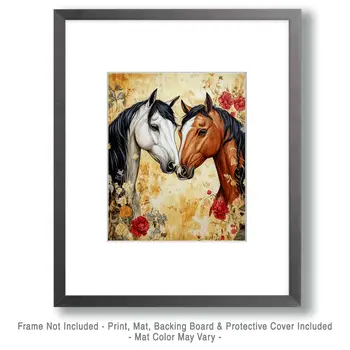 Horses #6 - Animals in Love Wall Art Prints – 8″x10″ Artwork for 11″x14″ Frame
