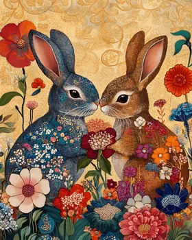 Rabbits #2 - Animals in Love Wall Art Prints – 8″x10″ Artwork for 11″x14″ Frame