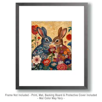 Rabbits #2 - Animals in Love Wall Art Prints – 8″x10″ Artwork for 11″x14″ Frame