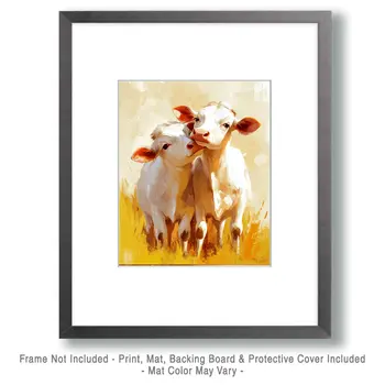 Cows #4 - Animals in Love Wall Art Prints – 8″x10″ Artwork for 11″x14″ Frame