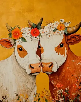 Cows #5 - Animals in Love Wall Art Prints – 8″x10″ Artwork for 11″x14″ Frame