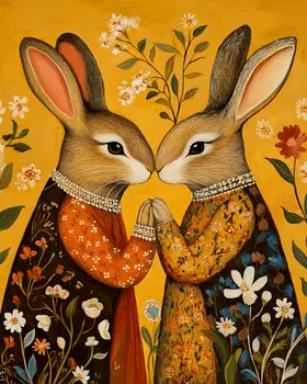 Rabbits #3 - Animals in Love Wall Art Prints – 8″x10″ Artwork for 11″x14″ Frame