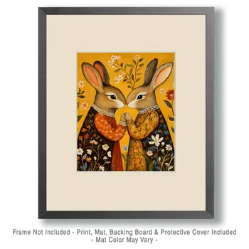 Rabbits #3 - Animals in Love Wall Art Prints – 8″x10″ Artwork for 11″x14″ Frame