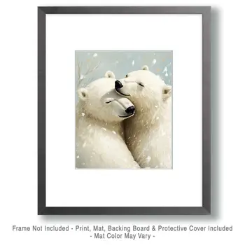 Polar Bears #1 - Animals in Love Wall Art Prints – 8″x10″ Artwork for 11″x14″ Frame