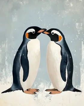 Penguins #1 - Animals in Love Wall Art Prints – 8″x10″ Artwork for 11″x14″ Frame
