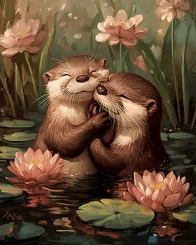 Otters #1 - Animals in Love Wall Art Prints – 8″x10″ Artwork for 11″x14″ Frame