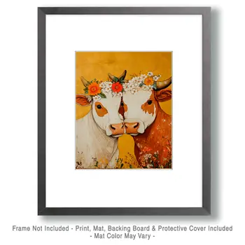 Cows #5 - Animals in Love Wall Art Prints – 8″x10″ Artwork for 11″x14″ Frame