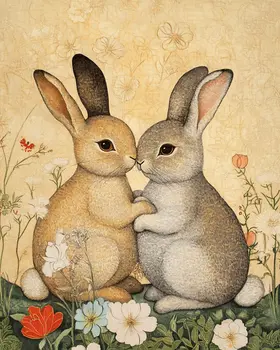Rabbits #4 - Animals in Love Wall Art Prints – 8″x10″ Artwork for 11″x14″ Frame