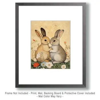 Rabbits #4 - Animals in Love Wall Art Prints – 8″x10″ Artwork for 11″x14″ Frame