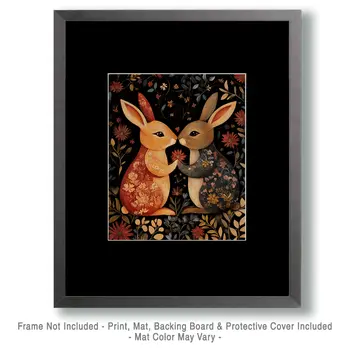 Rabbits #5 - Animals in Love Wall Art Prints – 8″x10″ Artwork for 11″x14″ Frame