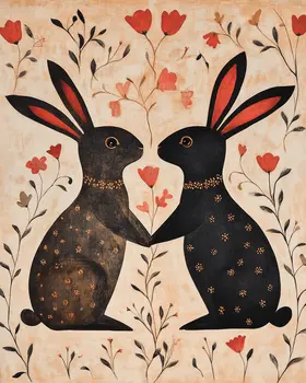 Rabbits #5 - Animals in Love Wall Art Prints – 8″x10″ Artwork for 11″x14″ Frame