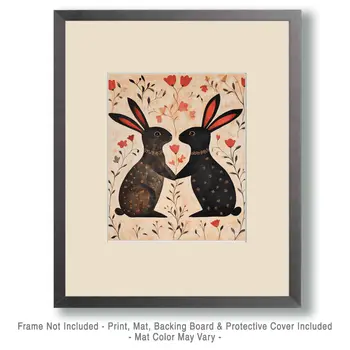 Rabbits #5 - Animals in Love Wall Art Prints – 8″x10″ Artwork for 11″x14″ Frame