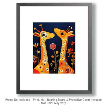 Giraffes #4 - Animals in Love Wall Art Prints – 8″x10″ Artwork for 11″x14″ Frame