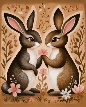 Rabbits #6 - Animals in Love Wall Art Prints – 8″x10″ Artwork for 11″x14″ Frame