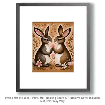 Rabbits #6 - Animals in Love Wall Art Prints – 8″x10″ Artwork for 11″x14″ Frame