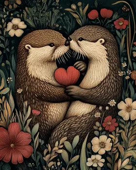Otters #2 - Animals in Love Wall Art Prints – 8″x10″ Artwork for 11″x14″ Frame