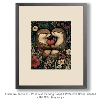 Otters #2 - Animals in Love Wall Art Prints – 8″x10″ Artwork for 11″x14″ Frame