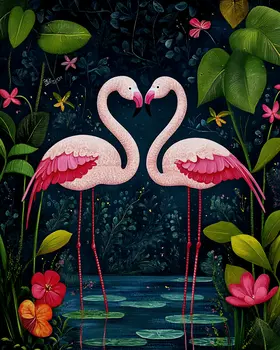 Pink Flamingos #1 - Animals in Love Wall Art Prints – 8″x10″ Artwork for 11″x14″ Frame