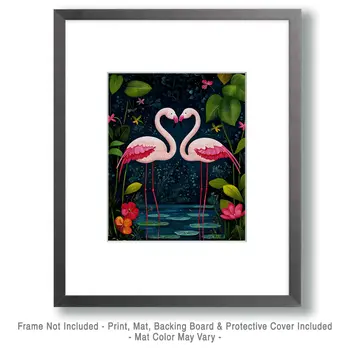 Pink Flamingos #1 - Animals in Love Wall Art Prints – 8″x10″ Artwork for 11″x14″ Frame