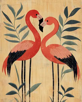 Pink Flamingos #3 - Animals in Love Wall Art Prints – 8″x10″ Artwork for 11″x14″ Frame
