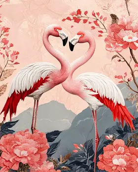Pink Flamingos #4 - Animals in Love Wall Art Prints – 8″x10″ Artwork for 11″x14″ Frame