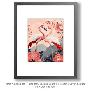 Pink Flamingos #4 - Animals in Love Wall Art Prints – 8″x10″ Artwork for 11″x14″ Frame