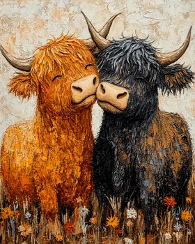 Highland Cow #2 - Animals in Love Wall Art Prints – 8″x10″ Artwork for 11″x14″ Frame