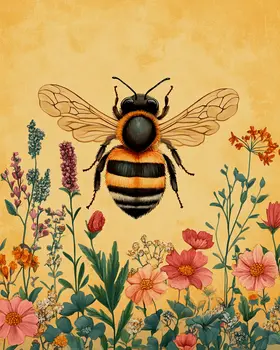 Single Bee - Honey & Bee Wall Art Prints – 8″x10″ Artwork for 11″x14″ Frame