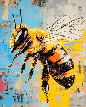 Grunge Bee - Honey & Bee Wall Art Prints – 8″x10″ Artwork for 11″x14″ Frame