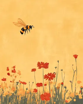 Minimalist Bee - Honey & Bee Wall Art Prints – 8″x10″ Artwork for 11″x14″ Frame