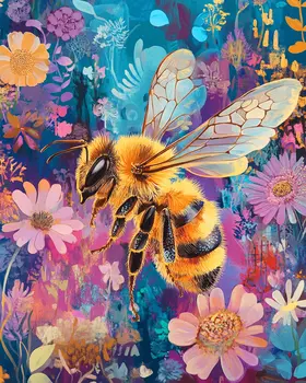 Impressionist Bee - Honey & Bee Wall Art Prints – 8″x10″ Artwork for 11″x14″ Frame